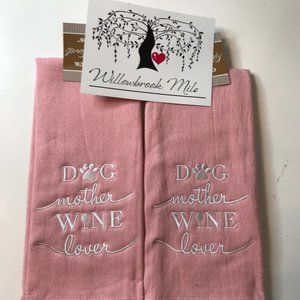 Set ( 2 ) Dog Mother, Wine Lover, Kitchen T-Towel NWT